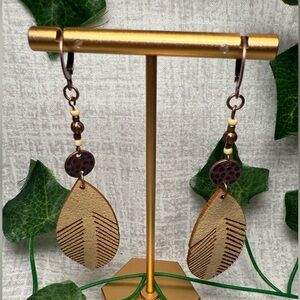 New Boho Faux Leather Leaf Dangle Earrings